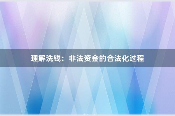 理解洗钱：非法资金的合法化过程